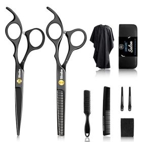 10 PCS Hair Cutting Scissors Set, Professional Haircut Scissors Kit with Cutting Scissors, Thinning Shears, Comb, Cape, Clips