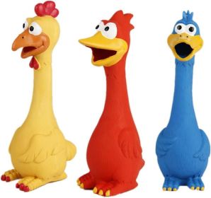 style Rubber Chicken Squeaky Dog Toys for Small, Medium or Large Pet Breeds, Play Fetch, Reduce Separation Anxiety