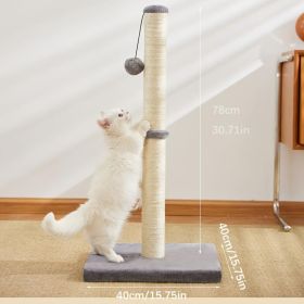 Durable Sisal Rope With Hanging Ball Toy Cat Scratching Post Indoor Space Saving Stable Base Promote Cat Claw Health And Fun Exercise (Option: Gray)