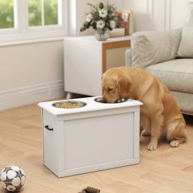 Raised Pet Food Elevated Feeder with 2 Stainless Bowls (Option: White-650x440x170 mm)